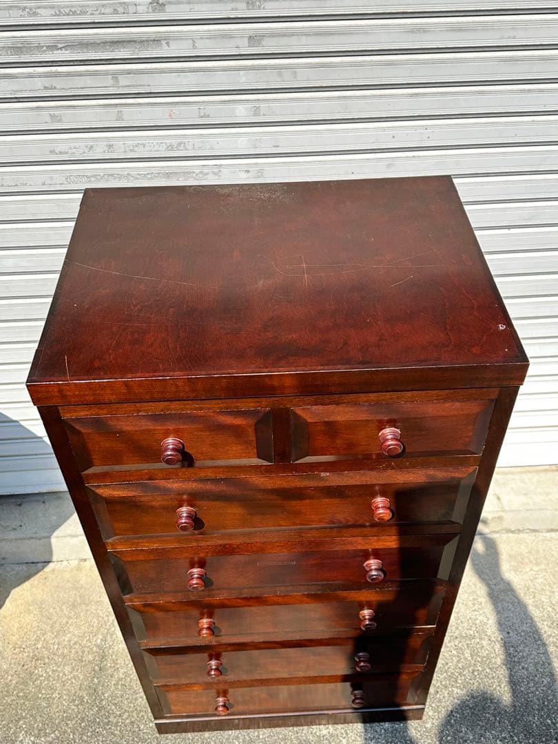 松本民芸家具　チェスト　特注サイズ　細身　D型整理タンス　箪笥　小引出