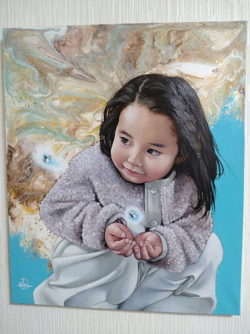 油絵/人物画【雪虫】1点物の原画◆作者サイン入り/F8号キャンバス