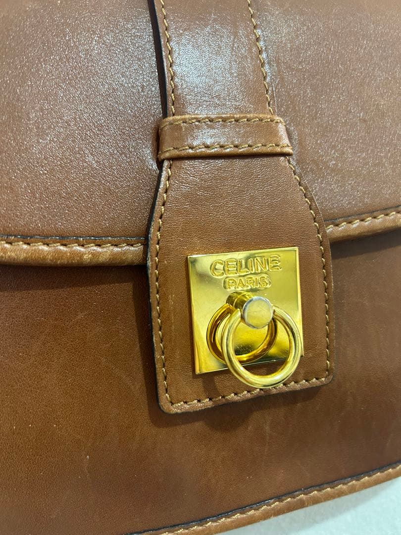 即配送！オールド CELINE ショルダーバッグ ブラウン