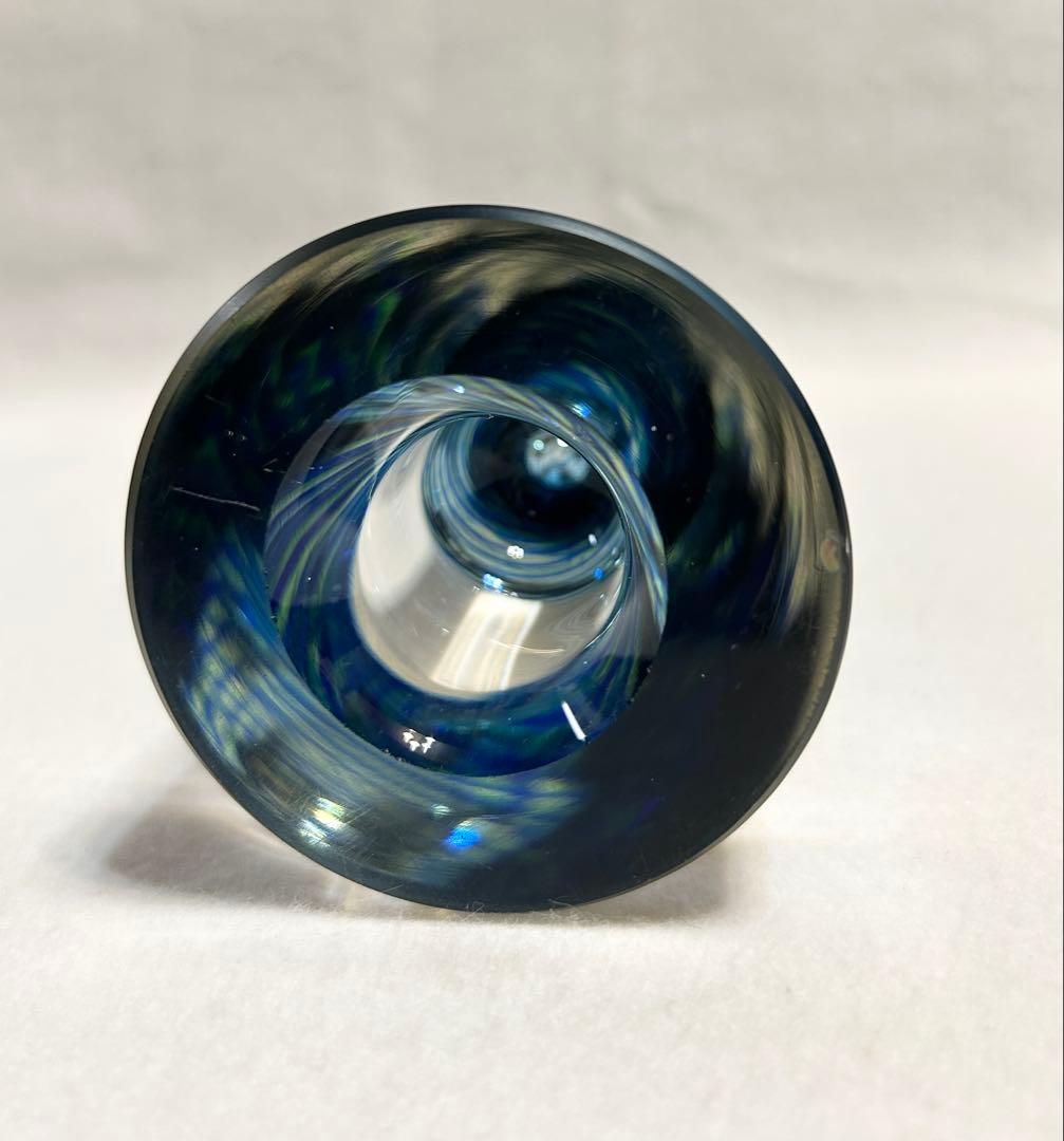 硝子 ガラス 花瓶 ブルー 螺旋 スパイラル 吹きガラス