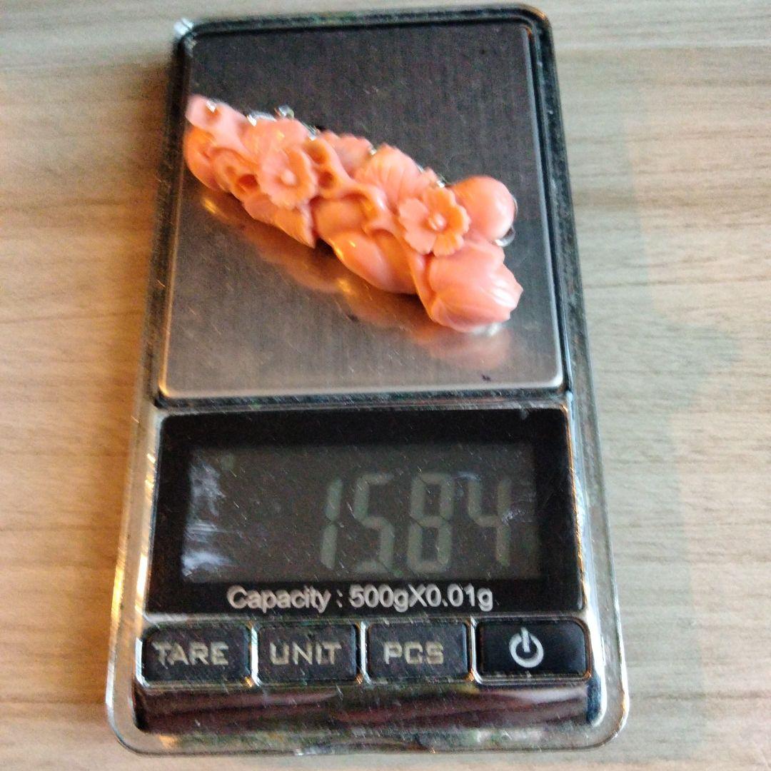 珊瑚 ブローチ 帯留め 15.8g