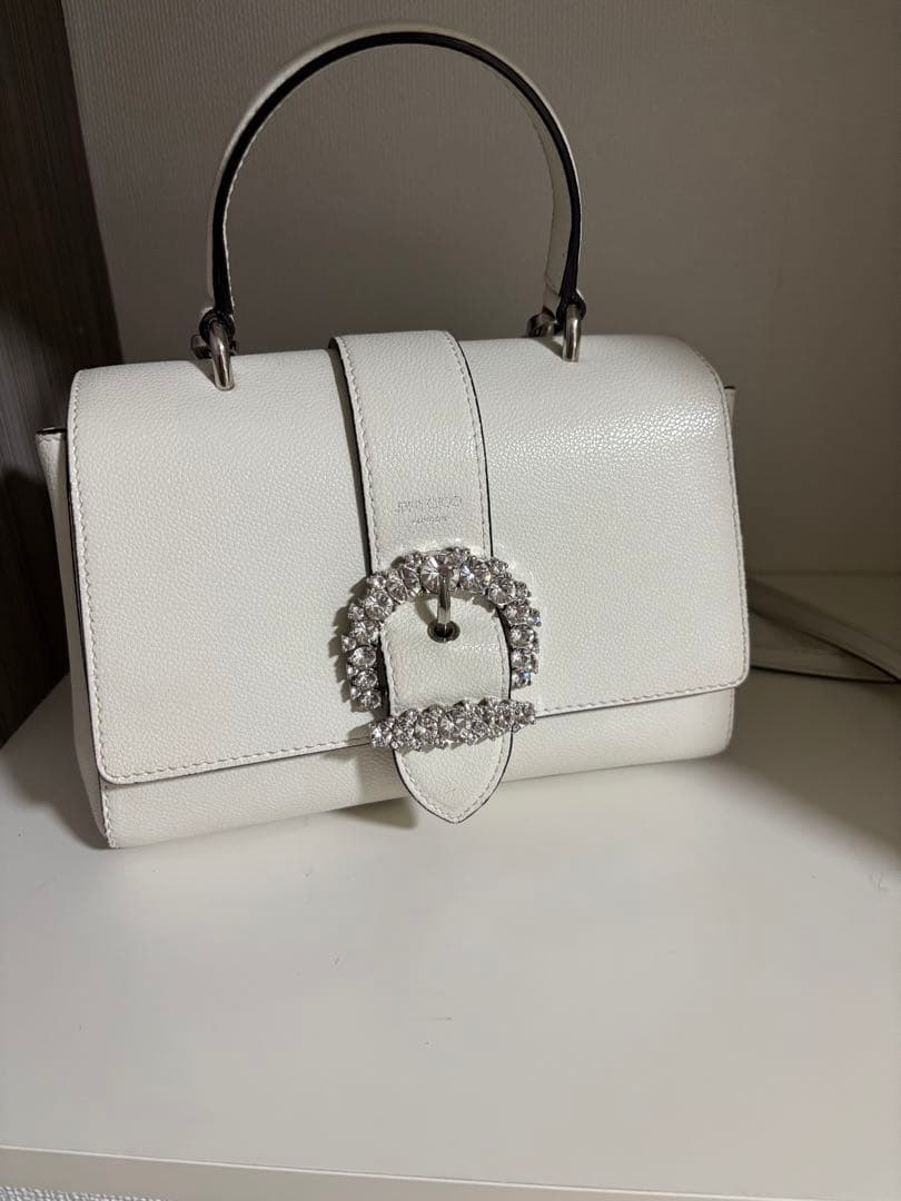 ジミーチュウ　ビジュー　マデリン　バッグ　ホワイト　白