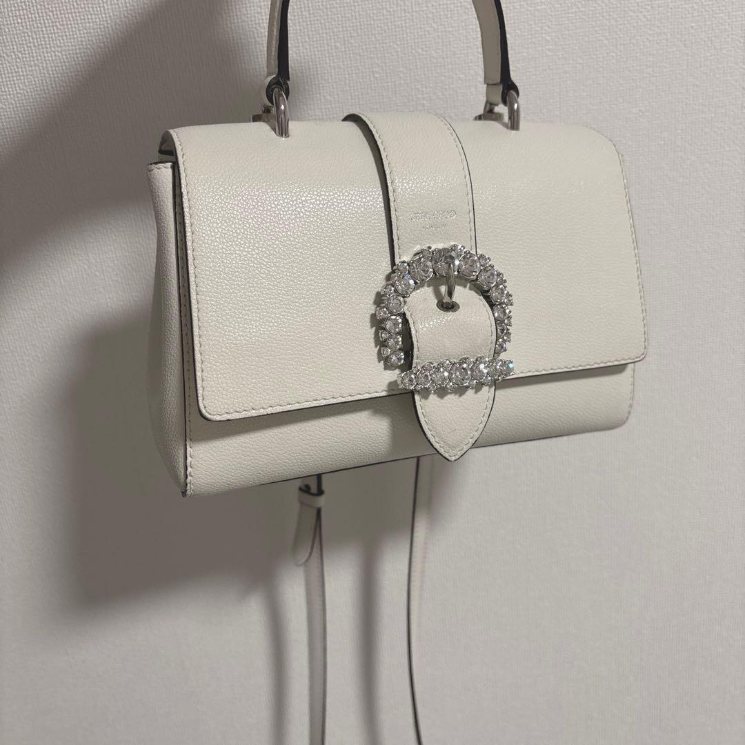 ジミーチュウ　ビジュー　マデリン　バッグ　ホワイト　白