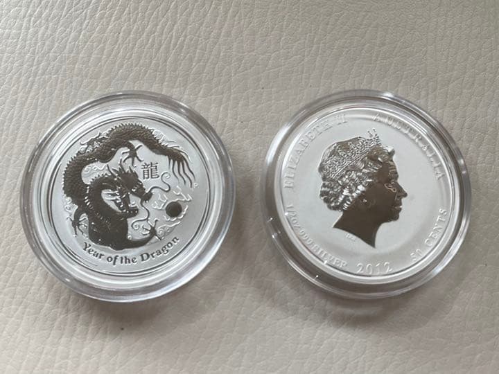 オーストラリア　2012 年  龍　銀貨　1/2oz 1/2オンス　純銀　2枚