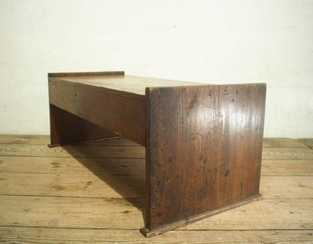 1053 アンティーク　欅の文机　ローテーブル　展示台　引き出し　古家具　レトロ