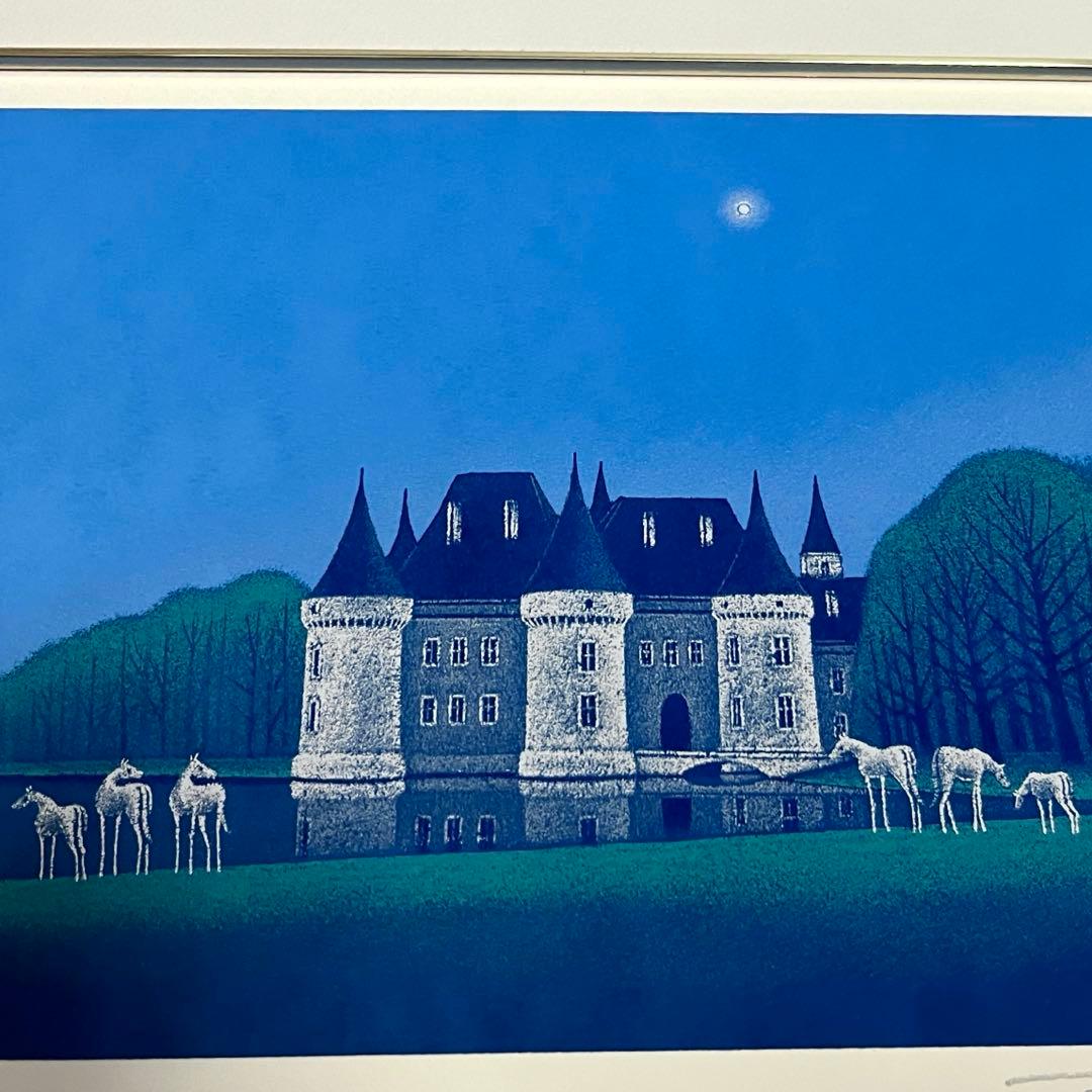 松浦敬文　「夜の城 」リトグラフ　版画　絵画　美術品　インテリア