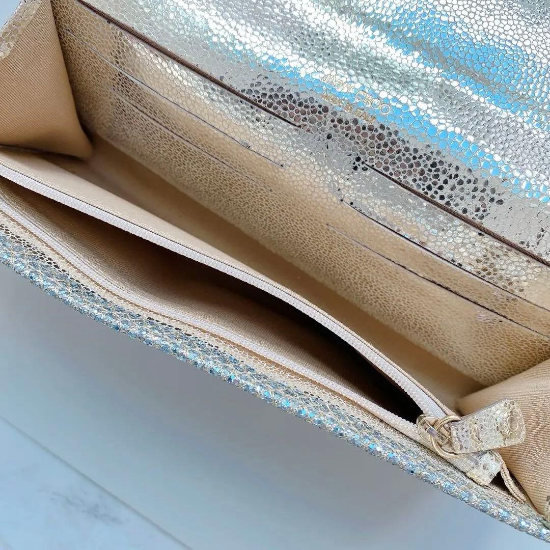 ジミーチュウ　ハンドバッグ　シルバー×ゴールド