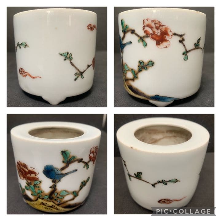 名品　時代　色絵磁器　江戸初期　古九谷　色絵　花鳥香炉　香炉　古伊万里焼