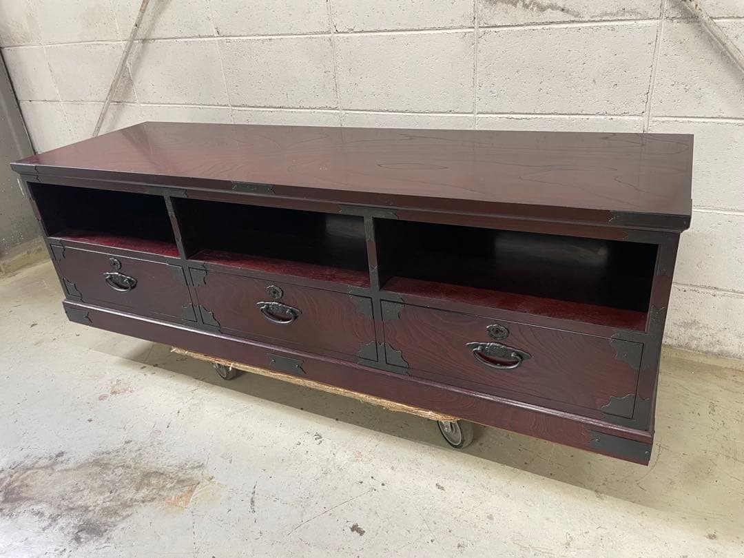 【豪華】民芸TVボード 150cm幅 高級ケヤキ材 民芸家具 テレビ台