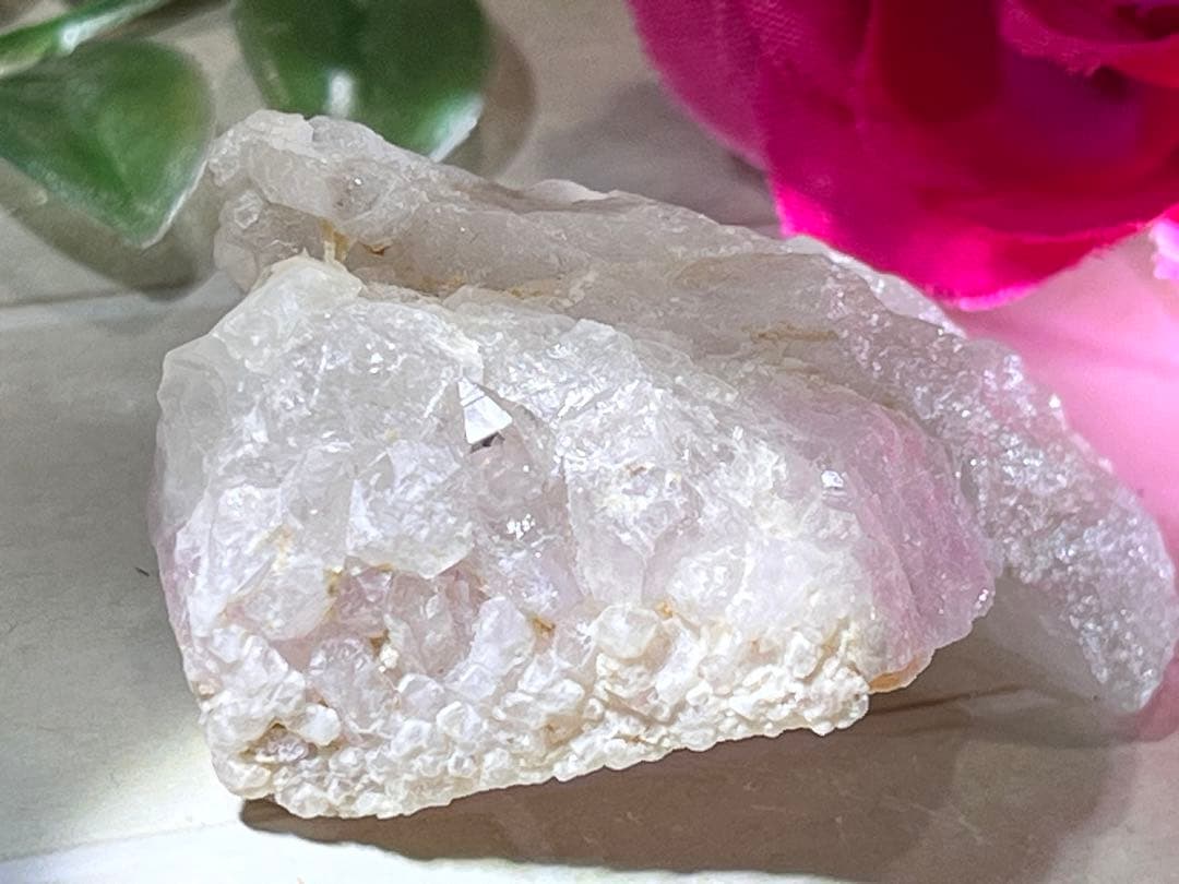 【希少】結晶体　ローズクォーツ　クラスター　紅水晶　原石