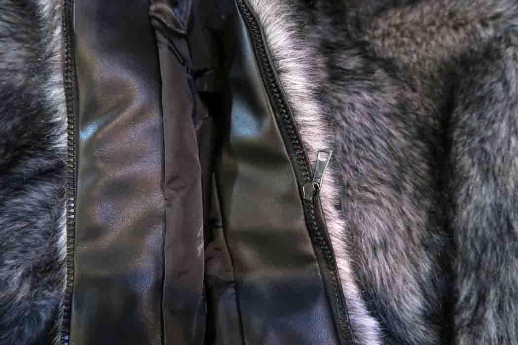 S ファー ブルゾン ジップアップ 大きな襟 グレー ロック ロカビリー V系