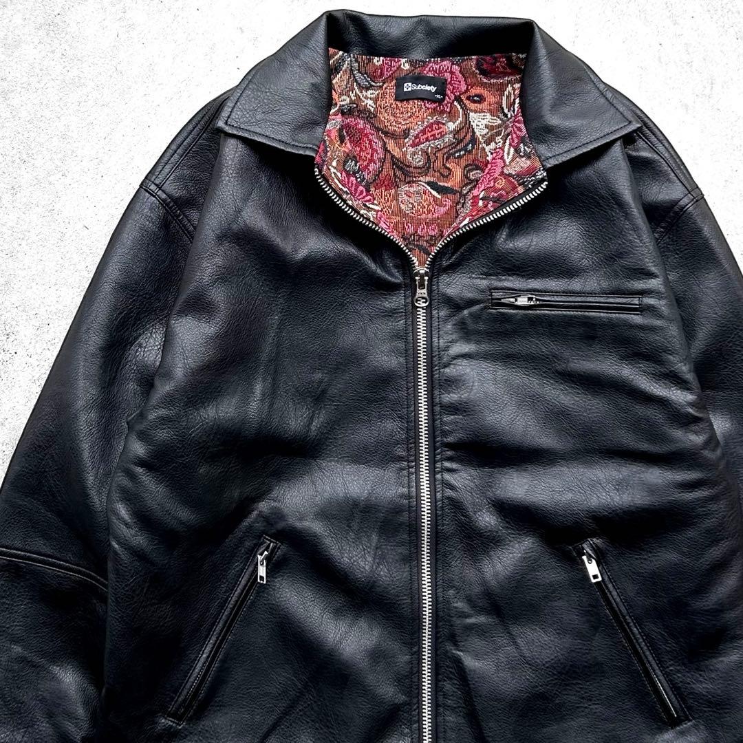 専用！未使用級 最新 Subciety 裏地 ペイズリー柄 レザージャケット