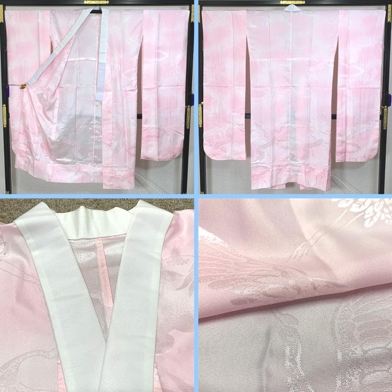 410z14〇高身長な方にも 振袖 長襦袢付き 地紋 金彩〇美品 成人式 結婚式