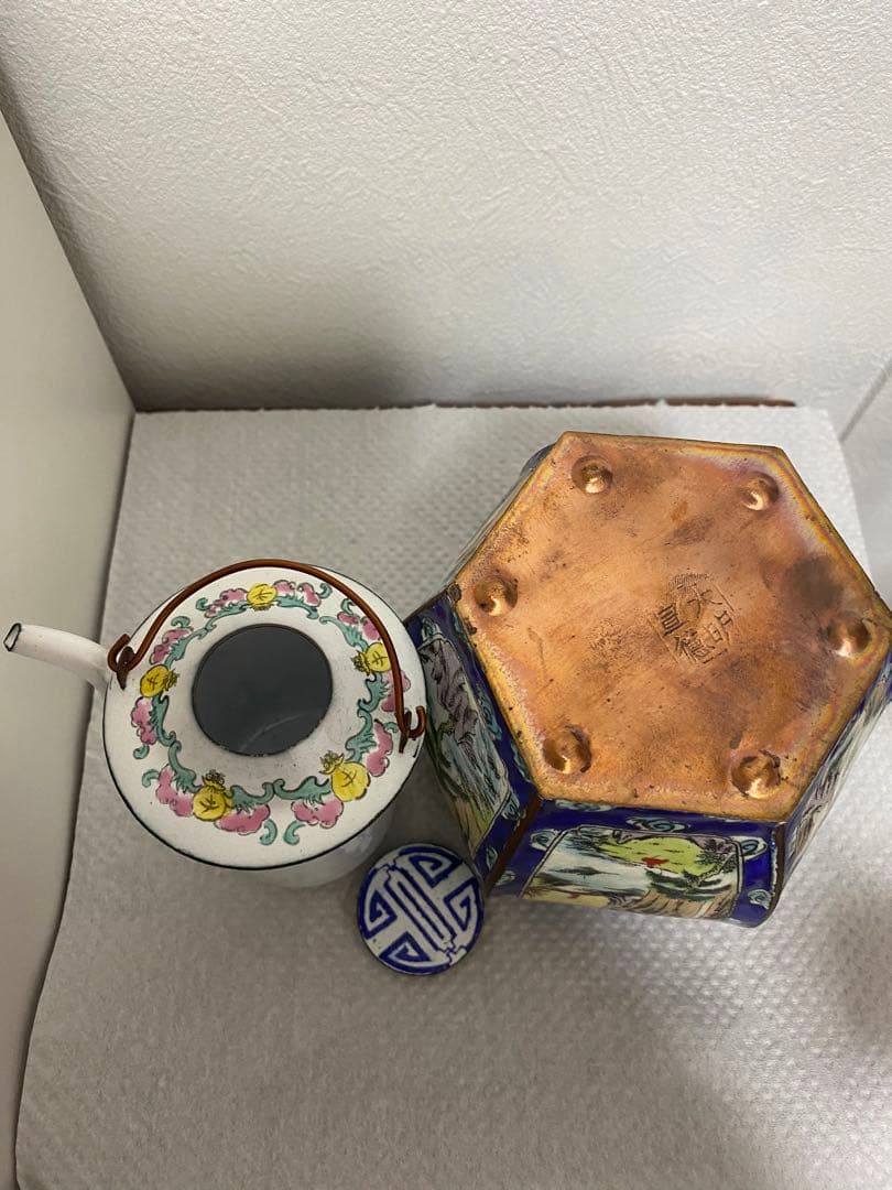 中国 六角酒器　チロリ　熱燗　大明宣徳　アンティーク　ヴィンテージ 徳利 古美術