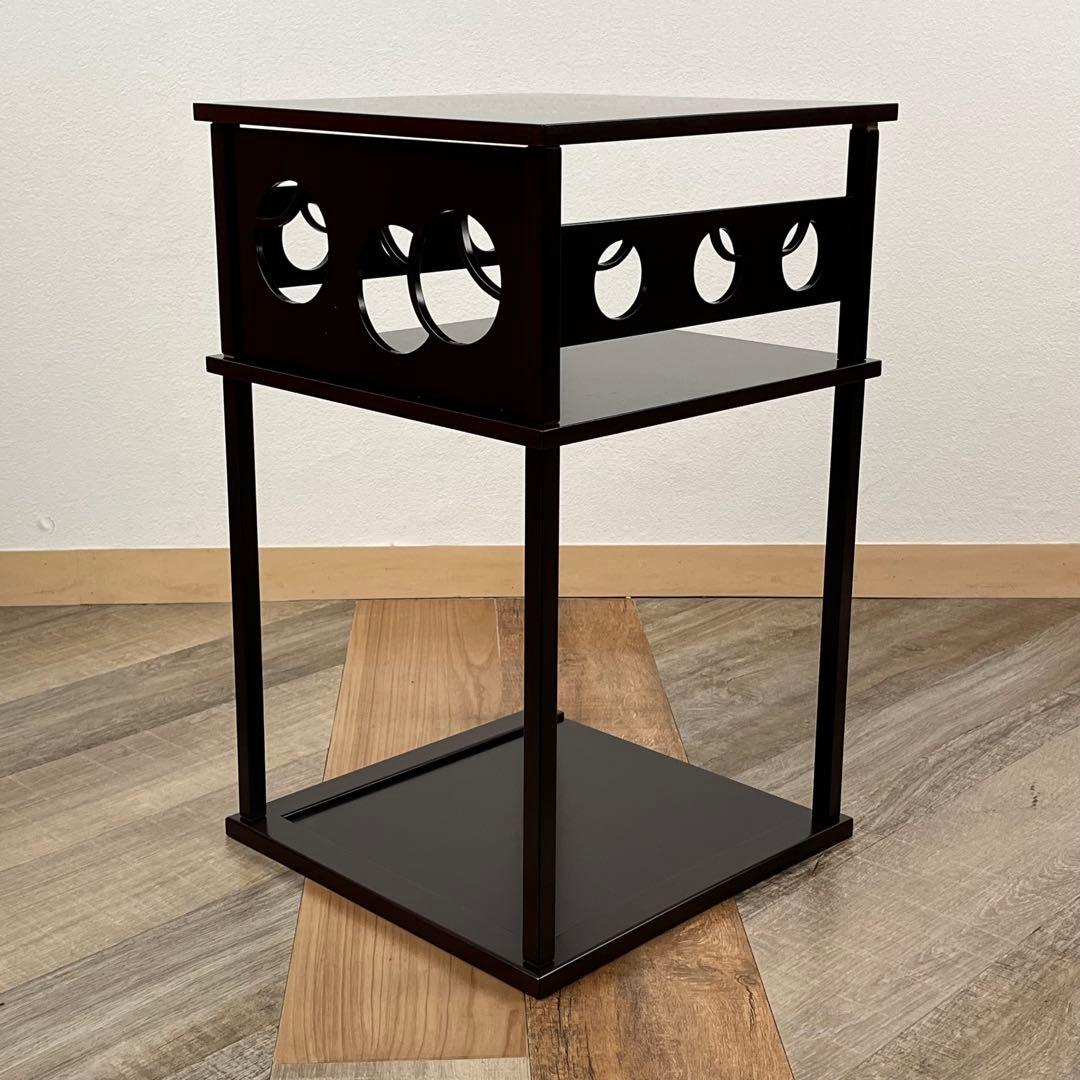 溜塗 壺々透かし 二重棚 紙箱 茶道具 組立式 ツボツボ