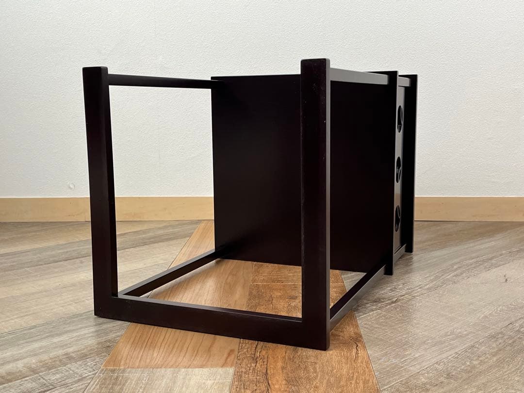 溜塗 壺々透かし 二重棚 紙箱 茶道具 組立式 ツボツボ