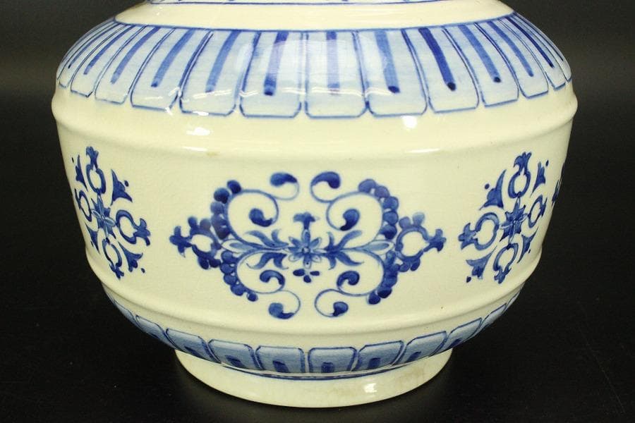 中国美術 青花 纏枝花紋 水注 瓶 中華民国(A884)