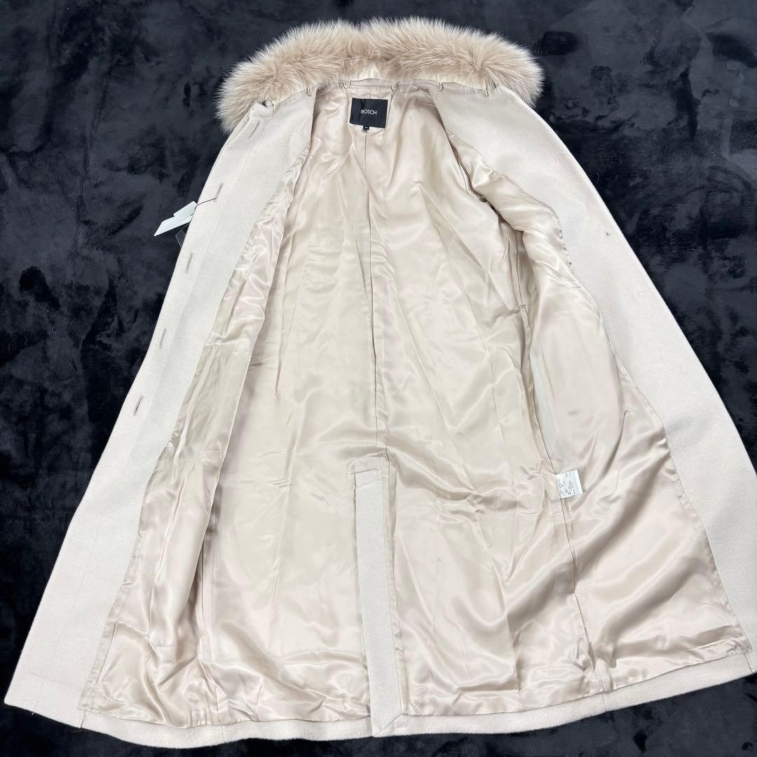 ボッシュ✨新品未使用 フォックスファー付チェスターコート カシミヤ混 サイズ38