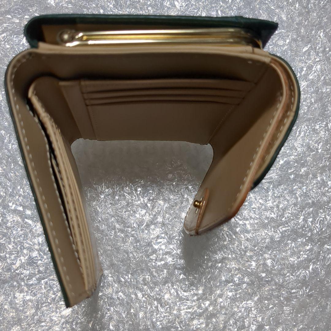 グリーン系統 がま口 折り財布 新品未使用 ペルケ