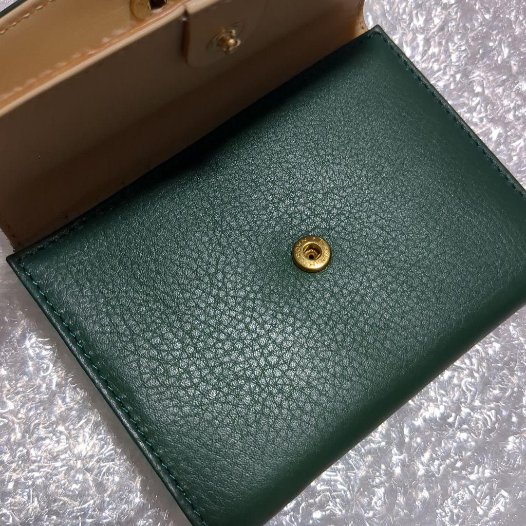 グリーン系統 がま口 折り財布 新品未使用 ペルケ