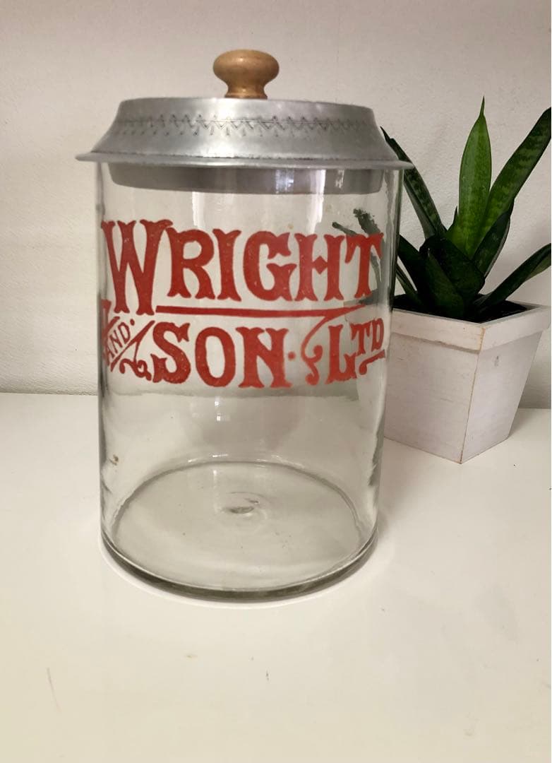 Wright & Son Ltd ビスケットジャー　イギリスアンティーク