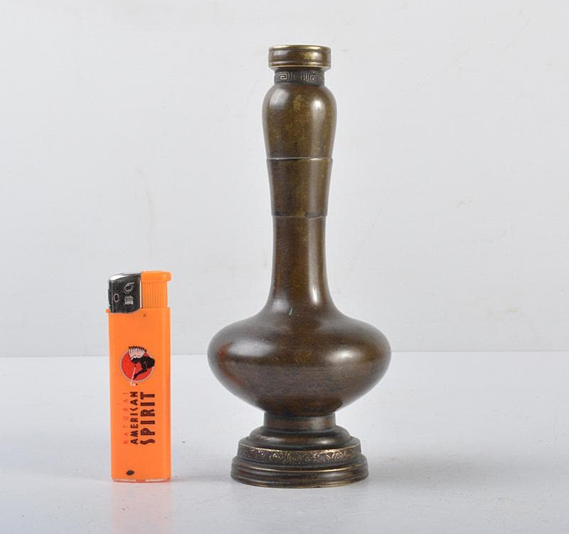 中国　古銅　饕餮文　長頸瓶　V　R4312