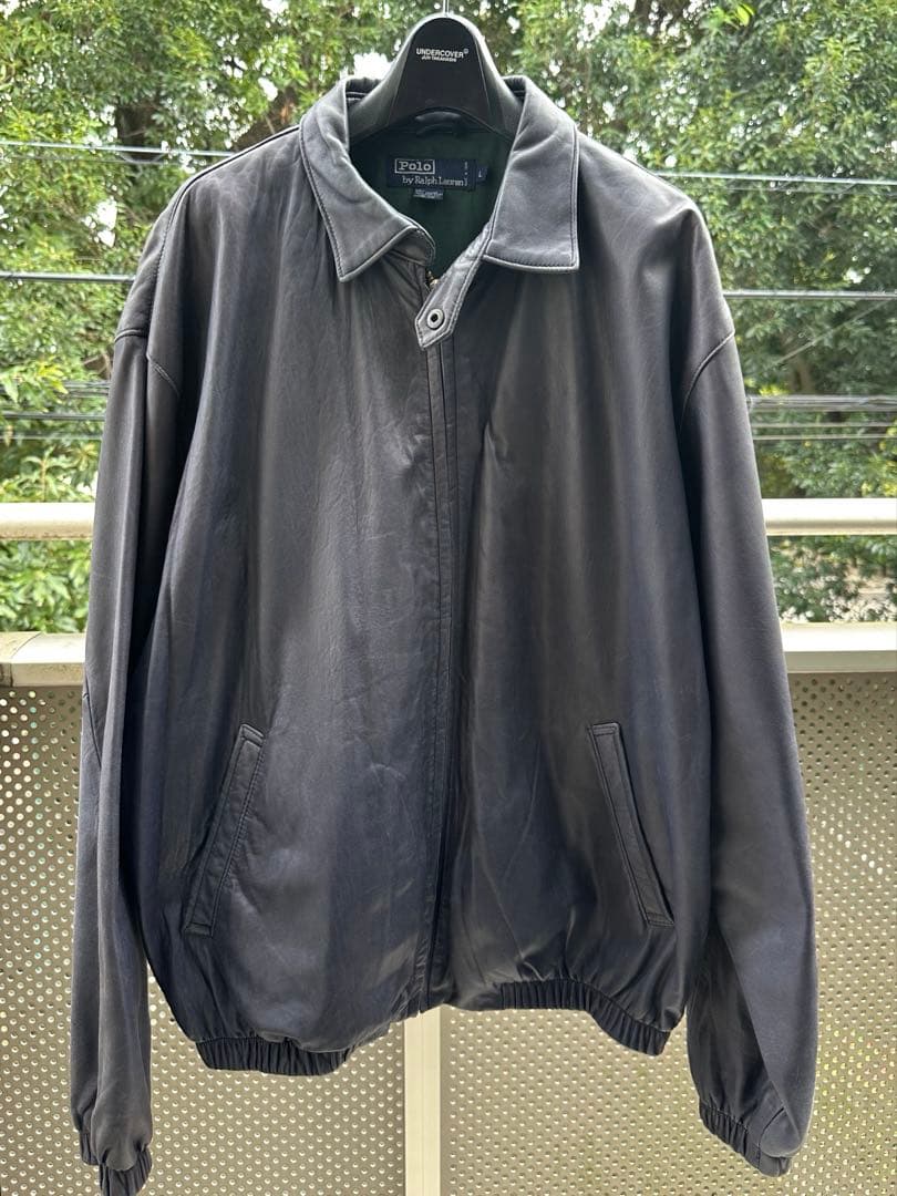 希少　90s ラルフローレン ポニーマークなし レザー スイングトップ 革ジャン