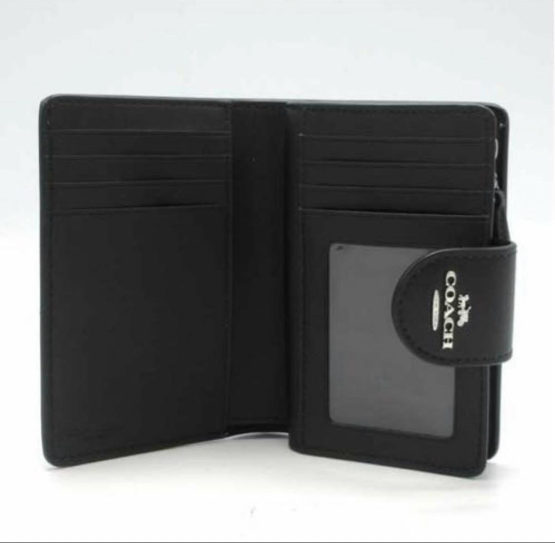 プレゼント 新品未使用 COACH 二つ折り財布 リボン柄大人可愛いシグネチャー