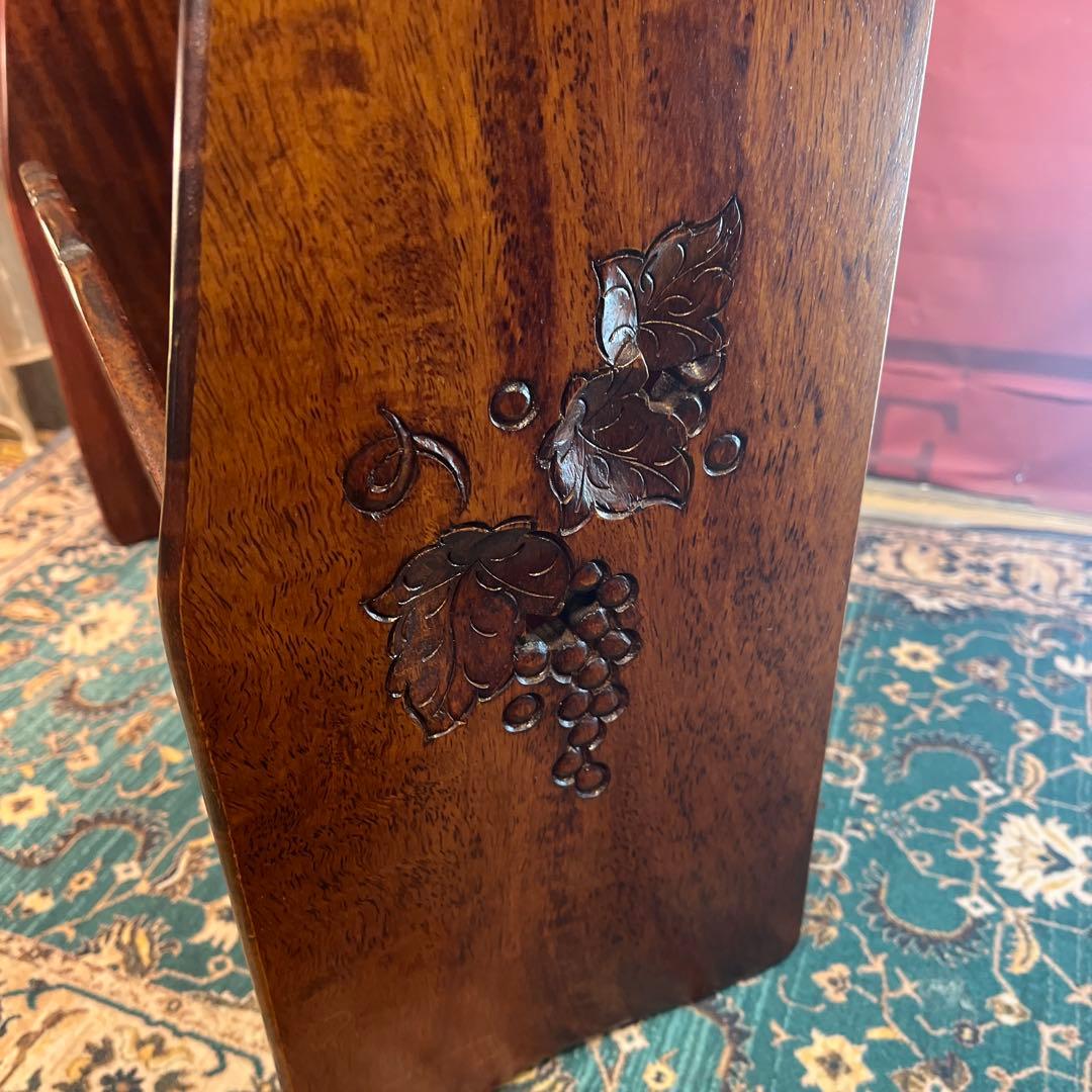 ツンデレ 希少美品　アンティークPT 吉川 葡萄園 カービング２段ラック棚