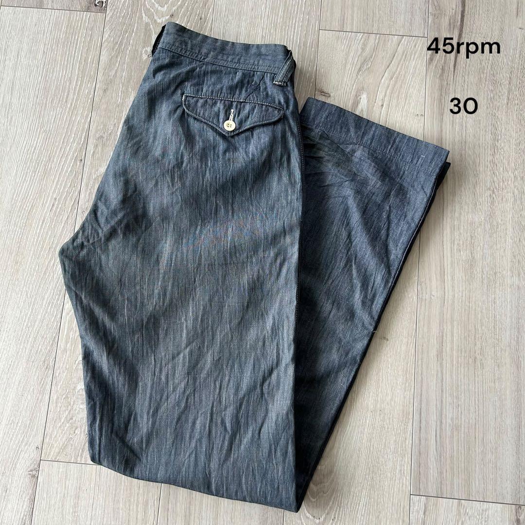 45rpm コットン リネン インディゴ チノパン30 シャンブレー アメカジ