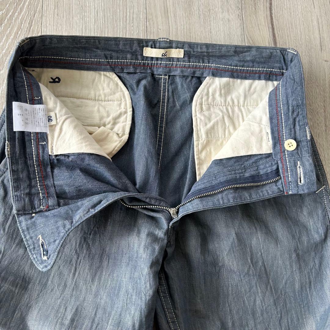45rpm コットン リネン インディゴ チノパン30 シャンブレー アメカジ