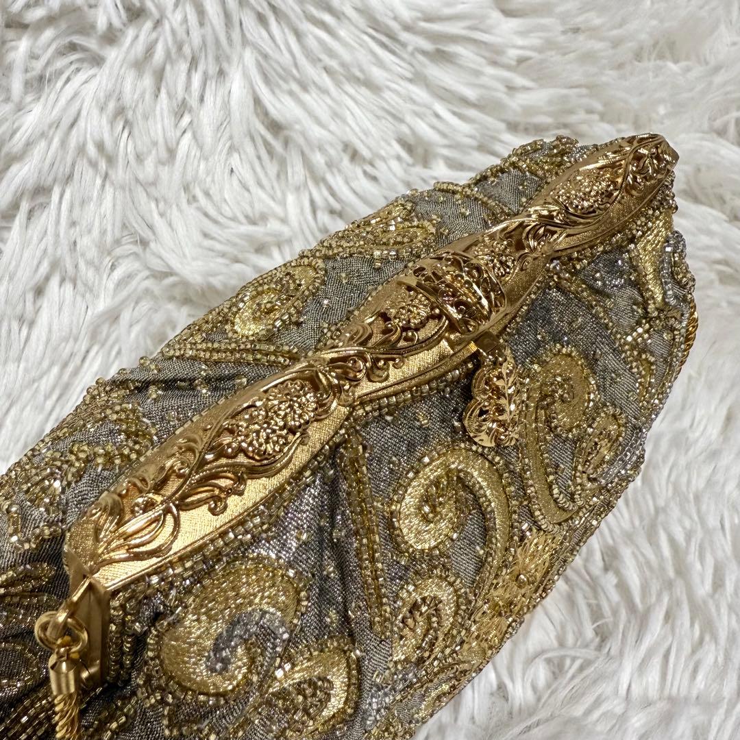 美品 花井幸子 YUKIKO HANAI ビーズ 刺繍 パーティー バッグ 和装