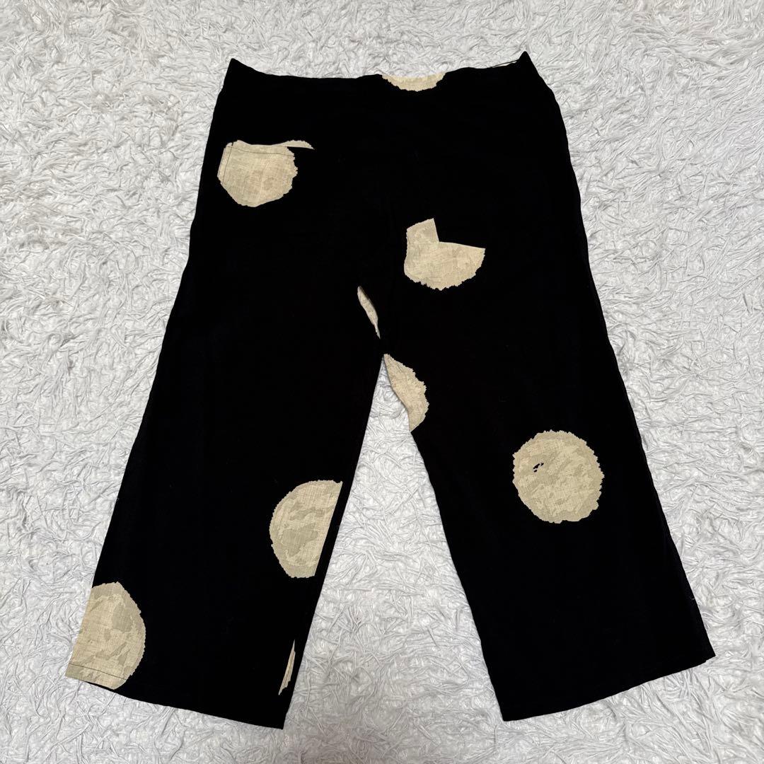 美品☆ ワイズ Y's レーヨンドットプリントパンツ ブラックベージュ サイズ2