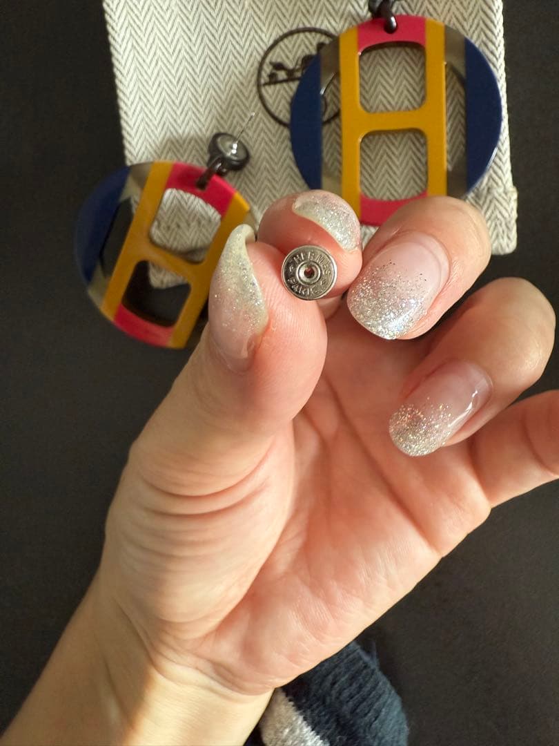 【美品】 エルメスピアス　Hエキップピアス　バッファローホーン