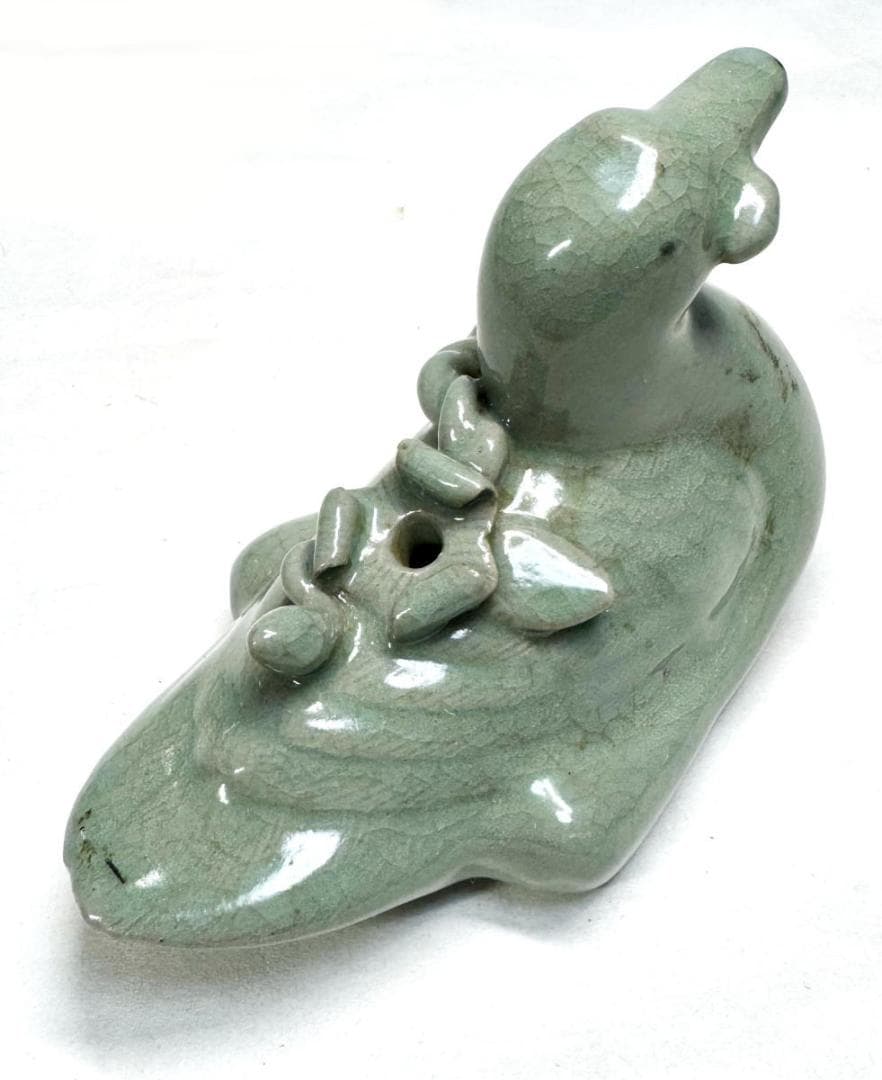古高麗 青磁水滴 鳥 鳩 アヒル 鴨 硯滴 朝鮮古陶磁器 李朝 WWTT226