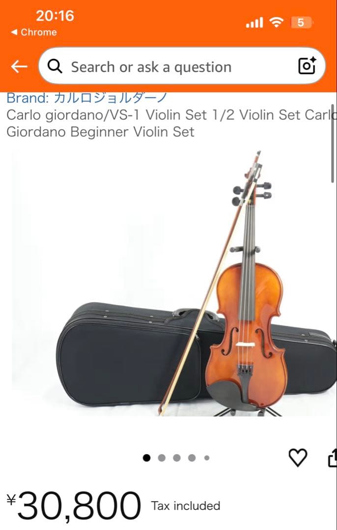 【美品】カルロジョルダーノ バイオリン VS-1 1/2 2017年製