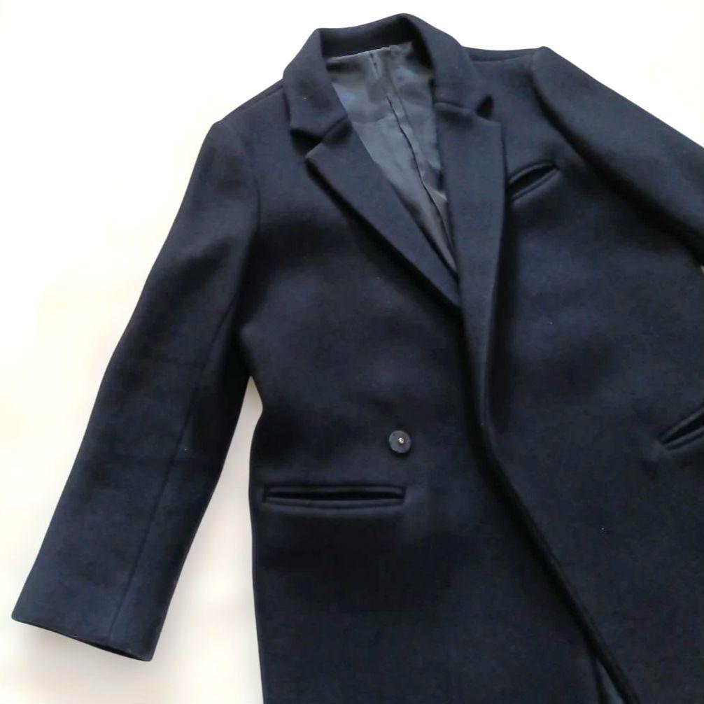 美品 haunt ハウント ウール カシミヤ チェスターコート 38 ネイビー