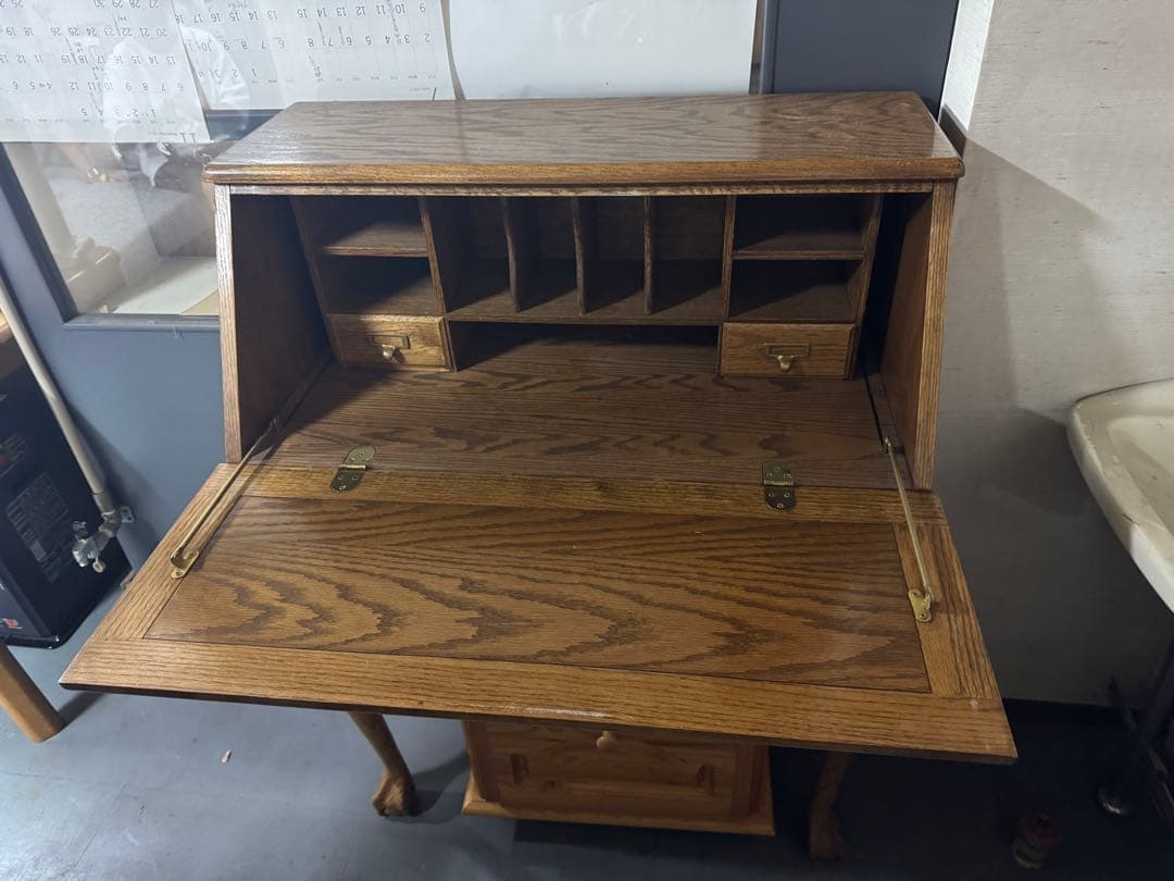 英国風　アンティーク家具　ライティングデスク　猫足　　書斎　ビンテージ