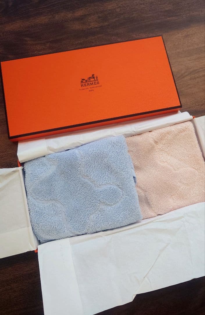 HERMES タオルセット ブルー＆ベビーピンク