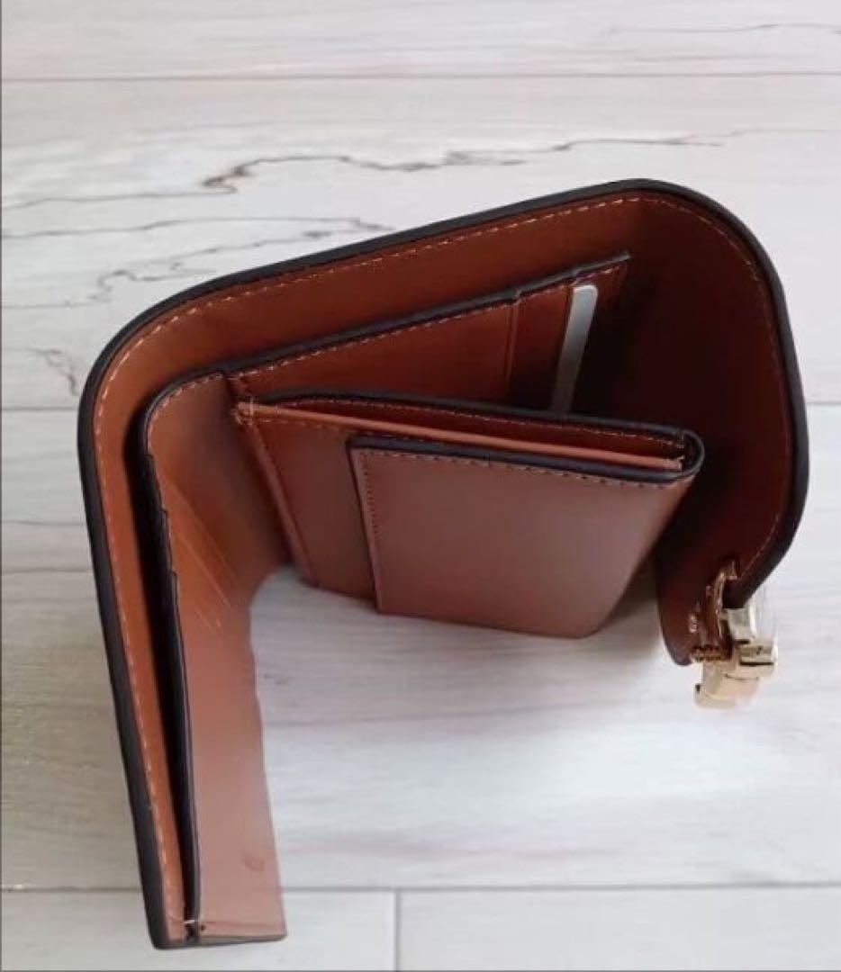 セリーヌ レザー 三つ折り財布 ブラウン ゴールド金具
