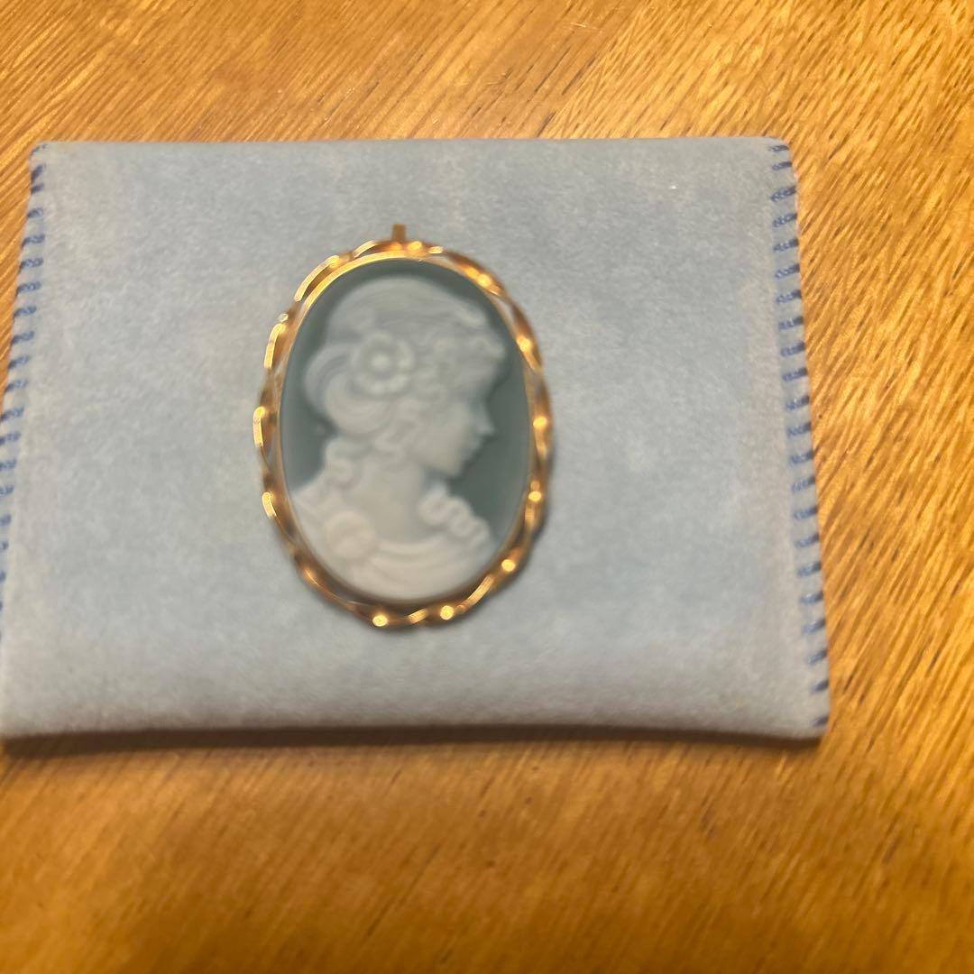 18金メノウカメオブローチ，ペンダント