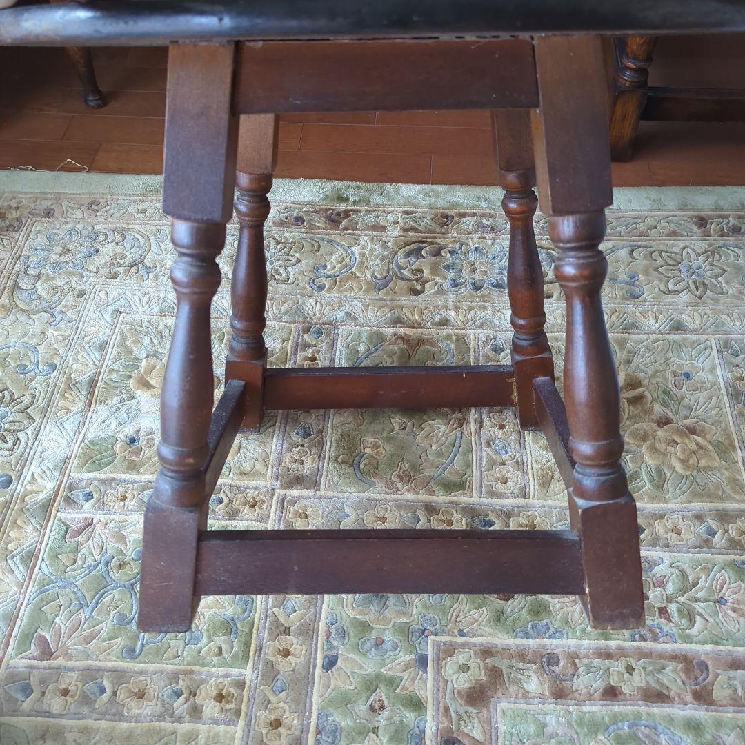 円形木製テーブル ダークブラウン