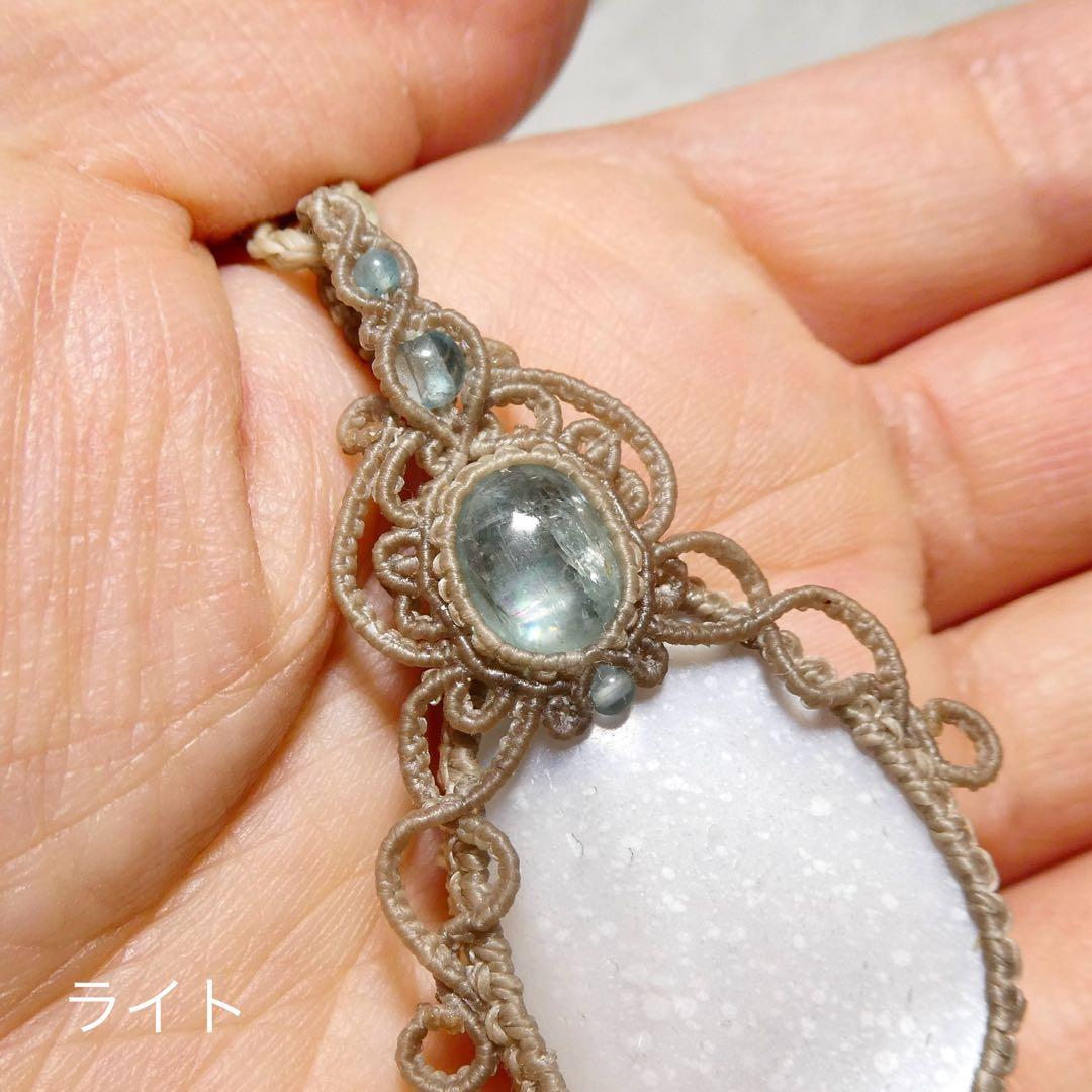 アクアカイヤナイト・ホワイトムーンストーンのマクラメネックレス