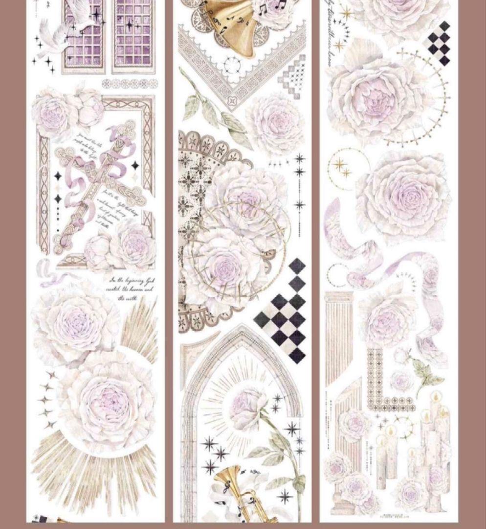 巻売 585★ 海外 マスキングテープ マステ PET 装飾 花 贝壳光