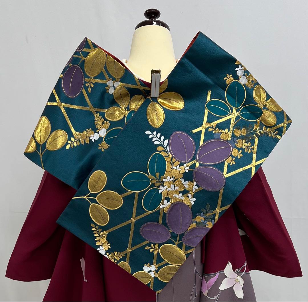 振り袖　フルセット　長襦袢付　赤　金彩加工　パールトーン　刺繍入り　522