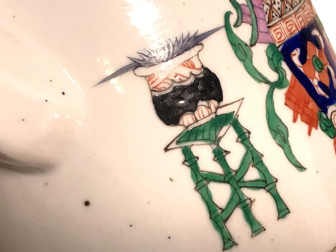 【 清朝水注 】　粉彩色絵　古玩封荘