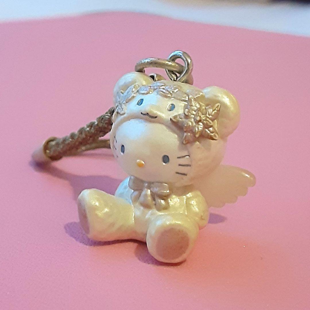 レア　キティ　根付け　ストラップ　ホワイト　ベアー　天使