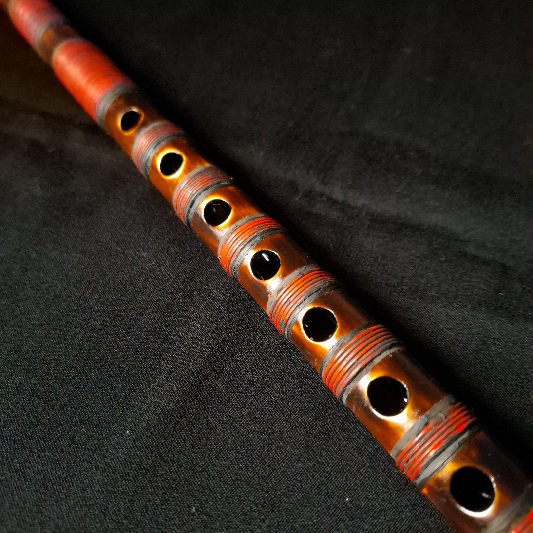 篠笛　古典調　7穴　5本調子　燻風仕上げ　総巻き　超鐵仕様