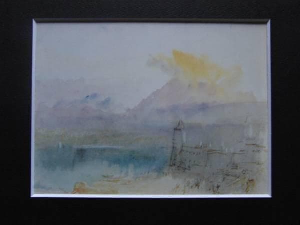 J.M.W.ターナー、ピラトゥス山の見える、希少画集画、新品額装付