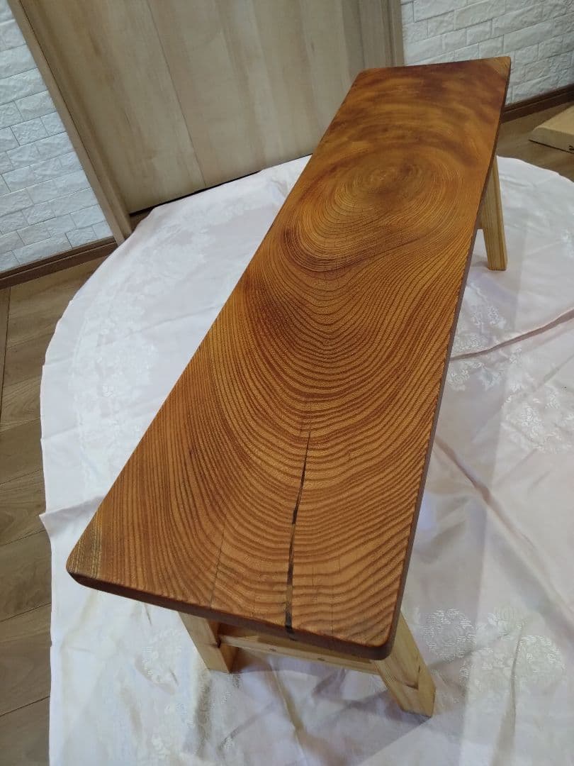 欅一枚板のベンチ75　Haru❕❕長寿のケヤキの杢目が綺麗に出ております。